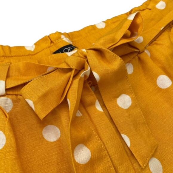 Loft Golden Yellow Polka Dot Linen Shorts - Size Medium - Picture 3 of 4